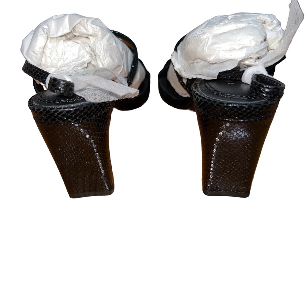 NIB NEW Sandro Faye Argent Snakeskin Embossed Leather Strappy Sandals - Picture 5 of 13